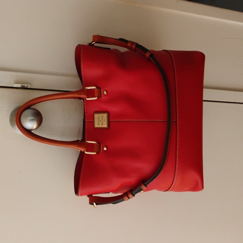 Dooney & Bourke Red Leather Tote - Picture 5 of 7
